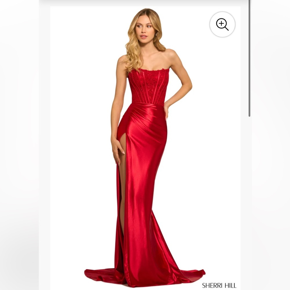 Sherri Hill NAVY Strapless Gown